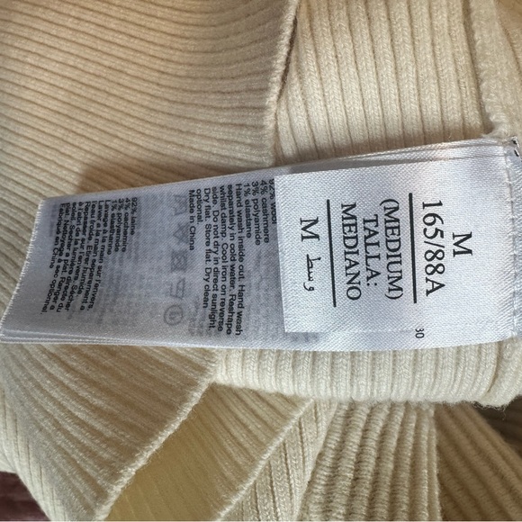 All Saints Deon White Wool Cashmere Rib-Knit Blouson Sweater Dress M $298 - Picture 9 of 10